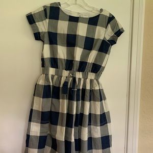 Crewcuts girls navy Buffalo plaid dress.